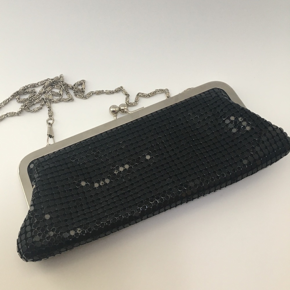 Black Sequin Clutch with Chain